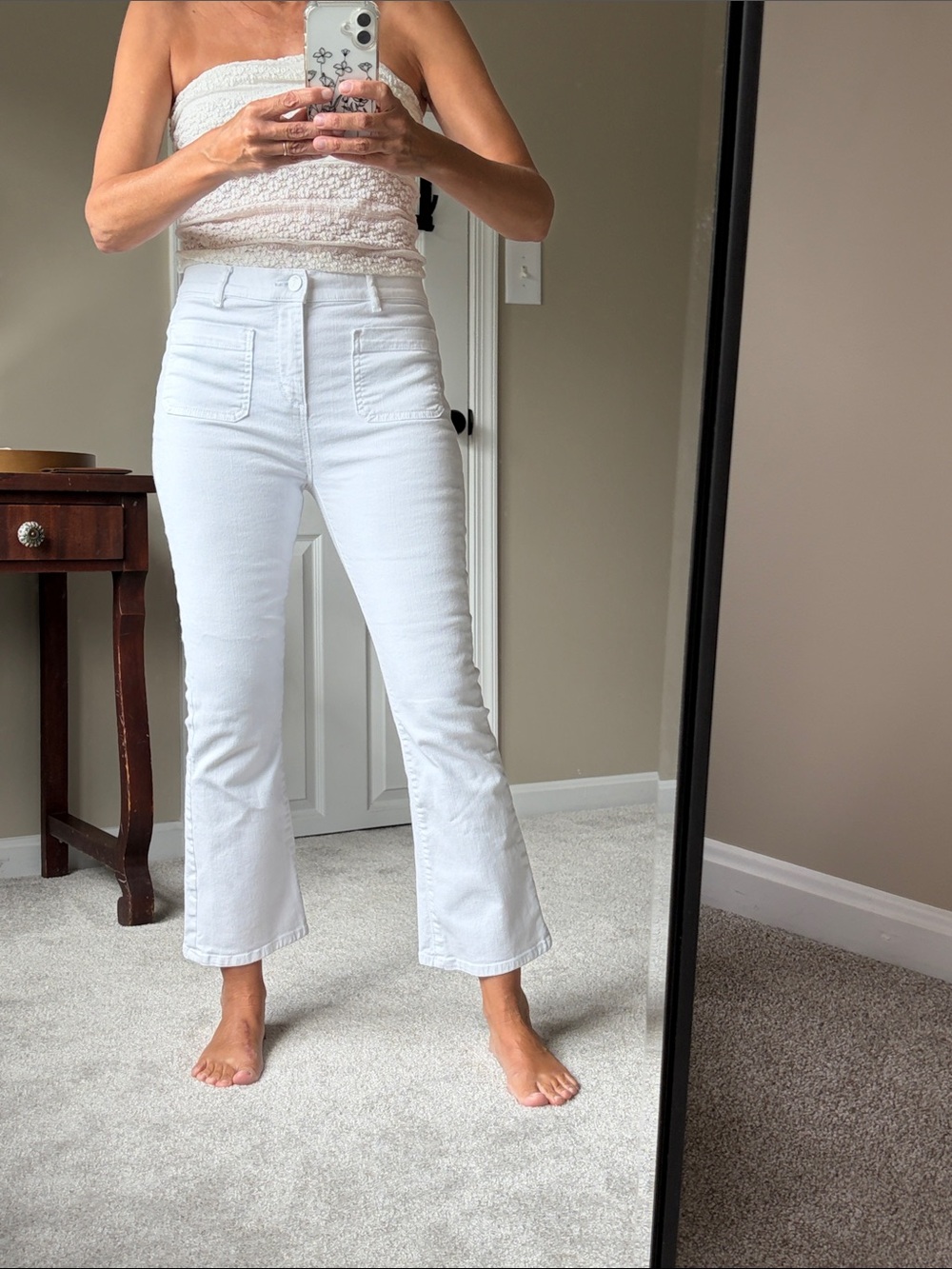 Women’s High-Rise White Cropped Flare Jeans